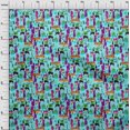 thumbnail image 4 of oneOone Silk Tabby Turquoise Blue Fabric Abstracts Sewing Material Print Fabric By The Yard 42 Inch Wide, 4 of 5