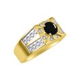 thumbnail image 3 of RYLOS Men's Rings 14K Yellow Gold Designer Starburst 7MM Round Gemstone &   Diamond Ring Cabochon Onyx October  Size 12, 3 of 7