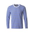 thumbnail image 2 of INSPIRE CHIC T-shirt à Manches Longues à Col Rond Rayé pour Homme en Coton, Haut à Enfiler Bleu et Blanc 46, 2 of 7