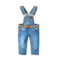 thumbnail image 1 of KIDSCOOL SPACE Little Girl Boy Fashionalble Jean Overalls,Toddler Ripped Denim Cute Slim Pants,Light Blue,2-3 Years, 1 of 4