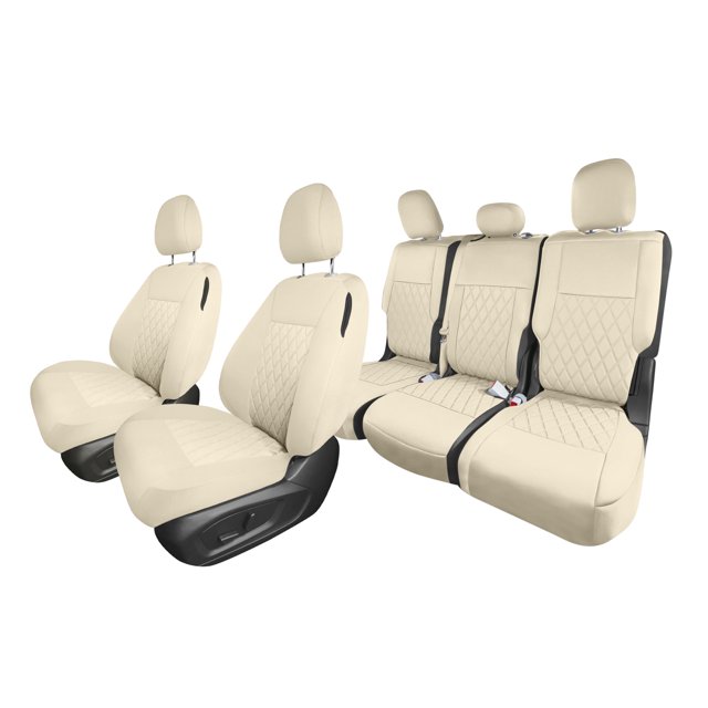 For 2020-2024 Ford Explorer Base FH Group Neoprene Custom Fit Car Seat Covers Water Resistant - Full Set Solid Beige