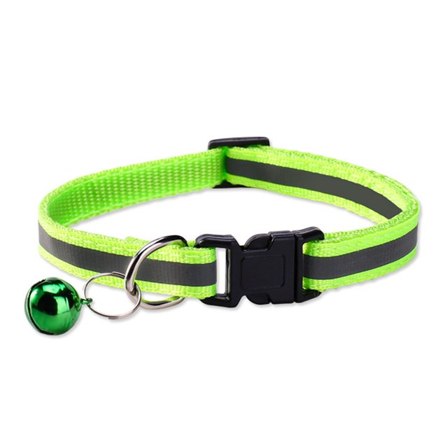 REK Collier pour Animaux de Compagnie Réfléchissant avec Sangle de Nuit Réglable en Nylon Noir pour Chien/chat avec Fermeture à Crochets et Boucles