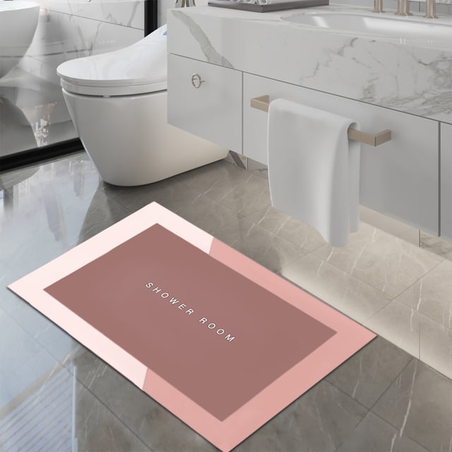 Dvkptbk Bath Mat Bathroom Rugs Non Slip Absorbent Stain Resistant Quick Dry Washable Bathroom Rug Bath Mats for Bathroom Floor Tub Sink Shower Mat Easy Care Pink 16"x24"