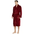 thumbnail image 3 of U2SKIIN Mens Fleece Robe, Soft Warm Long Plush Shawl Collar Fleece Bathrobe,(Dark Red,S-M), 3 of 5