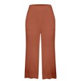 thumbnail image 4 of Jsaierl Women's Elastic Waist Wide Leg Lounge Capris with Pockets, Solid Color, Plus Size, 4 of 5