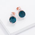 thumbnail image 2 of Precious Stars Rose Goldtone Blue-Green Cubic Zirconia Round Cluster Earrings, 2 of 2