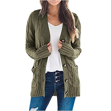 Pompotops Women's Knit Cardigans Loose Slouchy Oversized Wrap Chunky Pocket Sweaters Coat