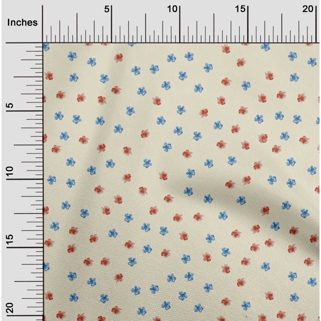 oneOone Cotton Poplin Fabric Artistic Floral Flower Print Sewing Fabric BTY 42 Inch Wide
