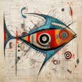 thumbnail image 3 of Poisson Abstrait - Toile 36"x36 Pouces - Impression sur Demande, 3 of 5