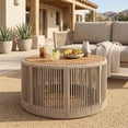 thumbnail image 1 of Outdoor Rattan Rope & Acacia Wood Coffee Table - Patio Balcony Furniture For Garden, Yard, Balcony - Weather Resistant,Natural, 1 of 14