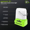 thumbnail image 2 of Greenworks 24V Lantern Cordless 500lm Camping Light Kit with USB-A and USB-C Port, 2Ah Battery and Charger Included, 2 of 9