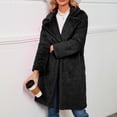 thumbnail image 4 of LSLJS Womens Ladies Warm Faux Furry Long Coat Jacket Winter Solid Turn Down Collar Outerwear, 4 of 5