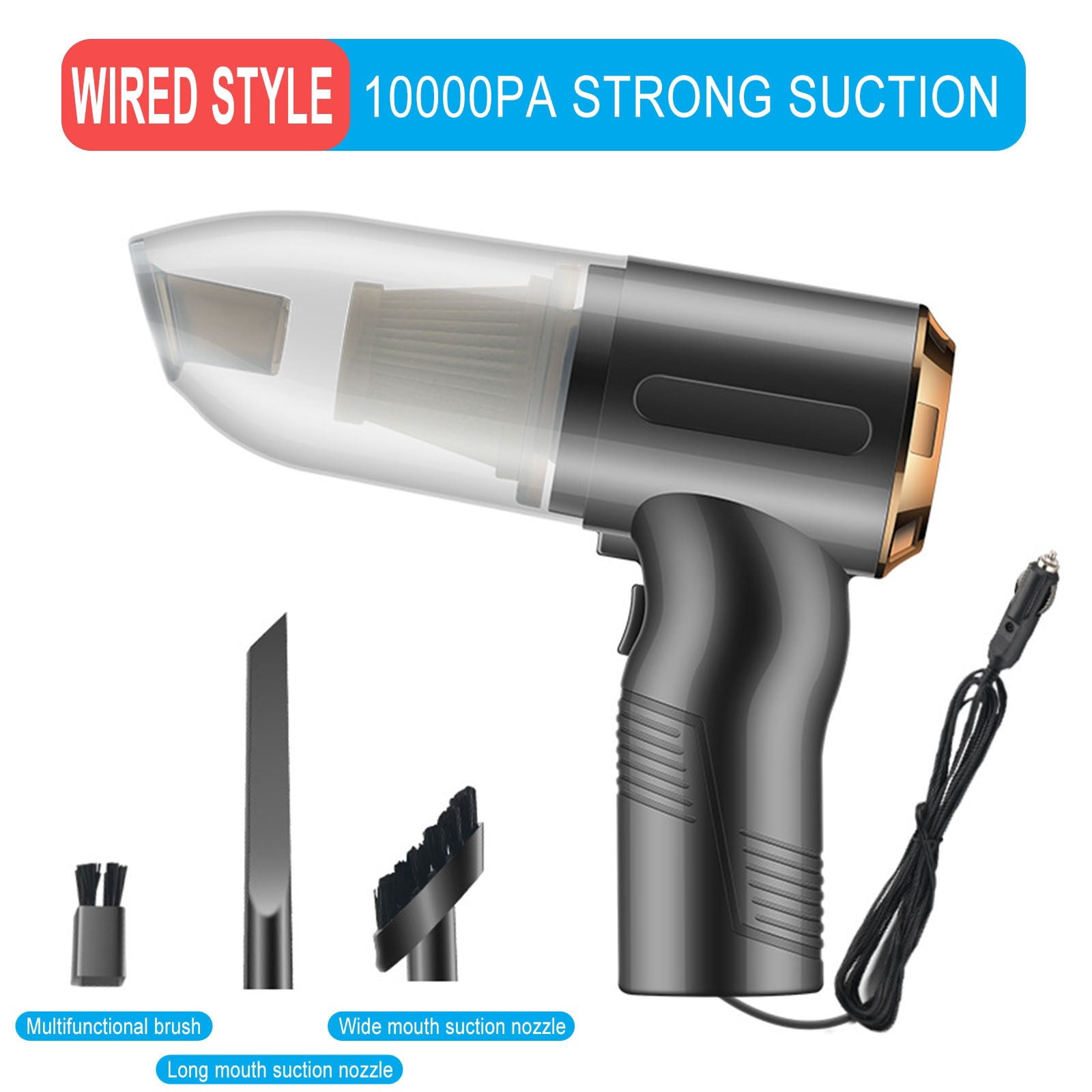 Suncoda Small Vacuum, Car Wired Vacuum Cleaner 120W Car Handheld Wired Rechargeable Vacuum Cleaner Car Vacuum Cleaner