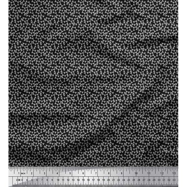 Soimoi Poly Georgette Fabric Triangle Shirting Print Sewing Fabric Yard 52 Inch Wide