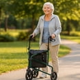 thumbnail image 4 of Rhythm Healthcare Rally Lite Aluminum 3-Wheel Folding Walker with Tote, Green, 4 of 6