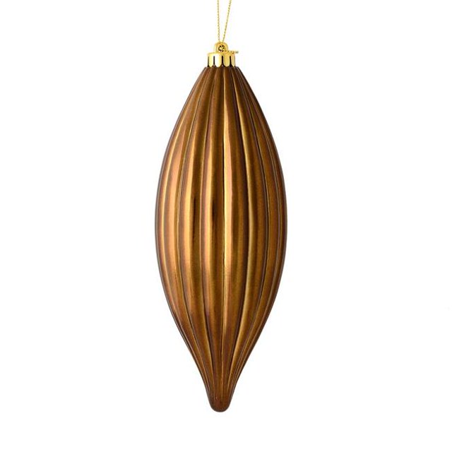 Vickerman M183276S 8 in. Mocha Shiny Line Finial Ornament 4 per Bag