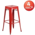 thumbnail image 4 of 4 Pk. Commercial Grade 30" High Backless Red Metal Indoor-Outdoor Barstool with Square Seat, 4 of 9