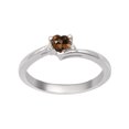 thumbnail image 1 of 925 Sterling Silver Smoky Quartz 4MM Heart Shape Dainty Women Ring, 1 of 2