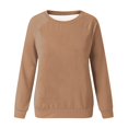 thumbnail image 4 of PEZHADA Chandails d'Automne pour Femmes en Liquidation Chandail à Col Rond pour Femmes, Chandail à Enfiler pour Femmes à Manches Longues Col Rond Chandail Uni Hauts Blouse Kaki, 4 of 4
