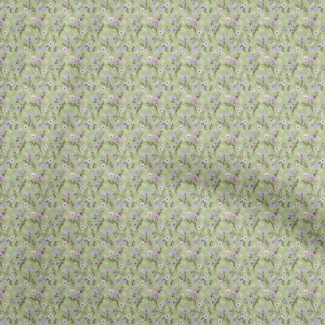 oneOone Polyester Spandex Light Green Fabric Floral Fabric For Sewing Printed Craft Fabric By The Yard 56 Inch Wide