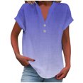thumbnail image 1 of fatyb Womens Printed V Neck Tops Short Sleeve Button V Neck Tshirts Lightweight Summer Beach Blouses, 1 of 5
