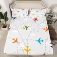 thumbnail image 2 of Erosebridal Cartoon Airplane Bed Sheets Set Full Size, Geometric Line Bed Sheets Full, Plane Decor, 4-Piece, 2 of 6