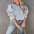 thumbnail image 2 of Solid Color Loose Fit Crew Neck Long Sleeve Sweatshirt for Women, 2 of 9