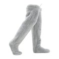 thumbnail image 2 of GUOOL over Knee High Fuzzy Protection Thick Warm Leg Cover Super Soft Thigh High Socks Light Gray, 2 of 9