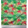 thumbnail image 1 of Soimoi Poly Georgette Fabric Tropical Leaves & Flamingo Bird Print Fabric by The Yard 52 Inch Wide, 1 of 3