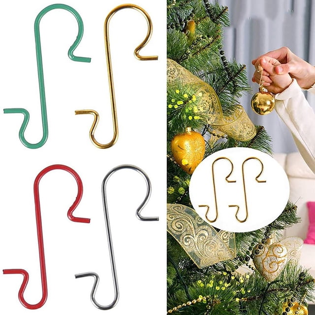 100Pcs Christmas Hook S-Shaped Break Resistant Stainless Steel Tree Ball Pendant Hanger Christmas Decorations