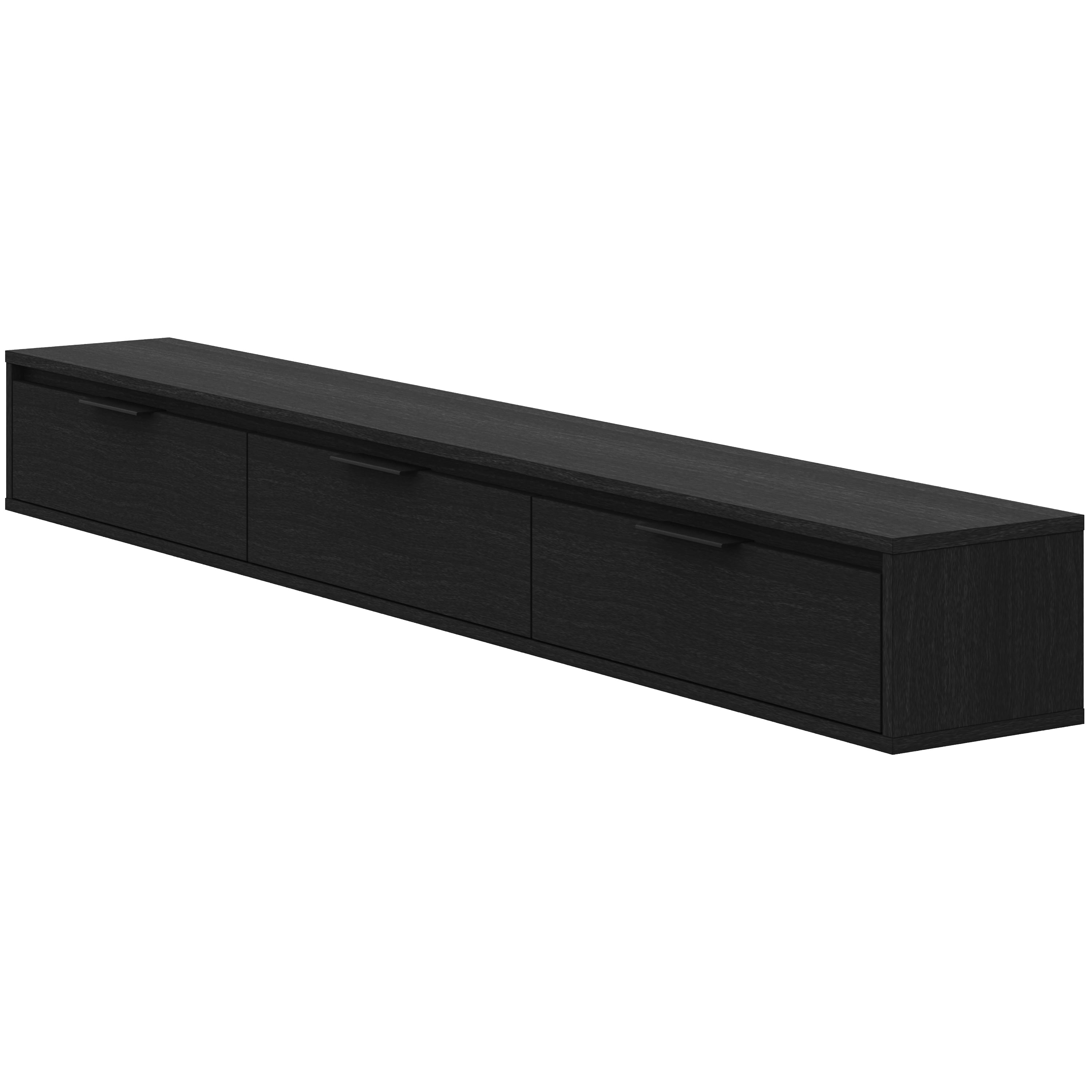 Meuble TV mural Nexera Slim 72 po à 3 portes et 3 armoires, noir