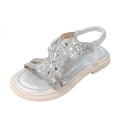 thumbnail image 1 of MIASHUI Girls Summer Sandals Princess Bohemian Beach Shoes Kids Rhinestone Sandals,Silver,5-5.5 Years, 1 of 7