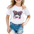 thumbnail image 1 of LUOGENLI T-Shirt pour Filles Enfant Filles Mignon Imprimé Graphique Col Rond Manche Courte Tee Été Décontracté Chemise Hauts Maxi Hauts Ensemble Boho Blanc 7-8 Ans, 1 of 5