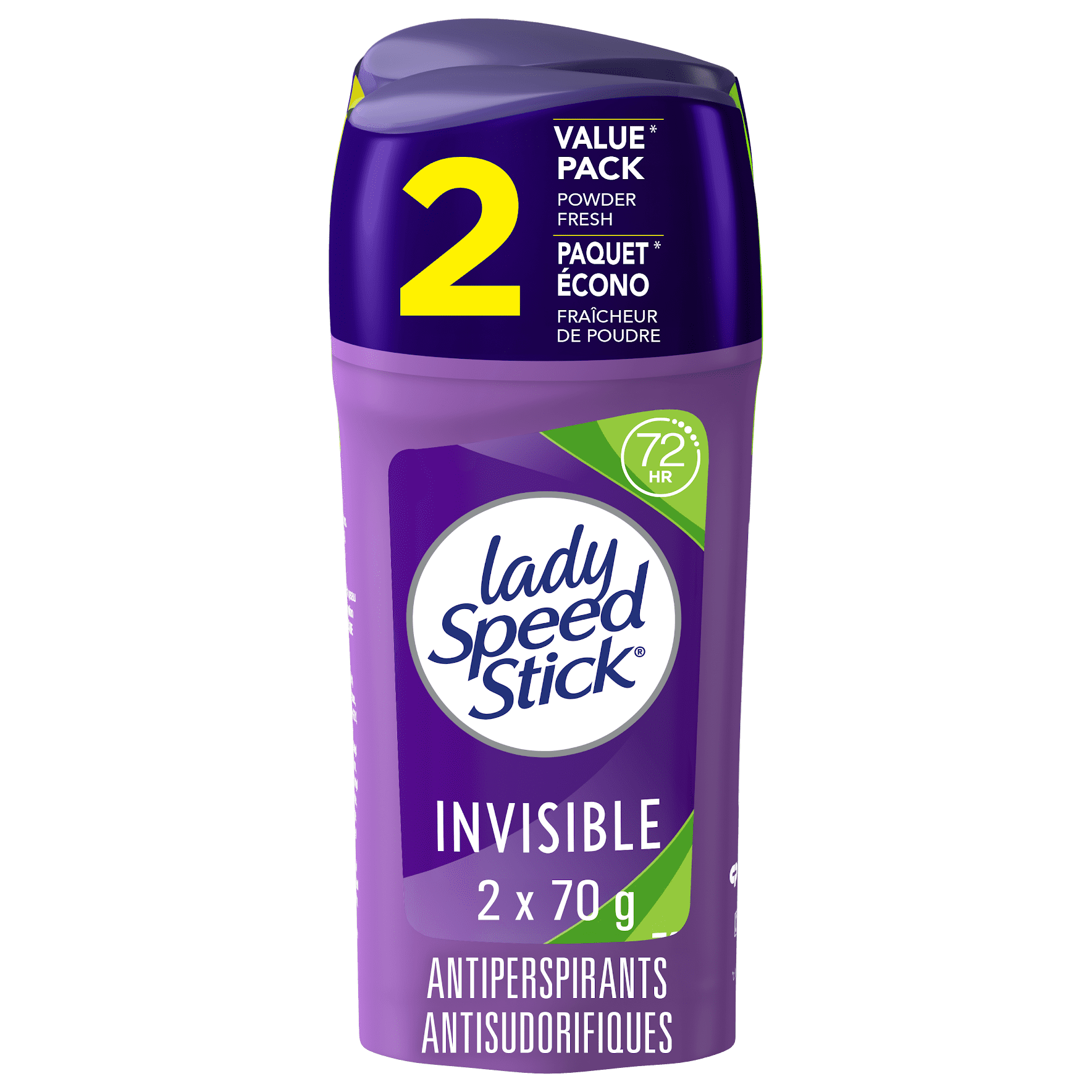 Déodorant antisudorifique Lady Speed Stick, parfum Fraîcheur de poudre, 70 g (lot de 2)