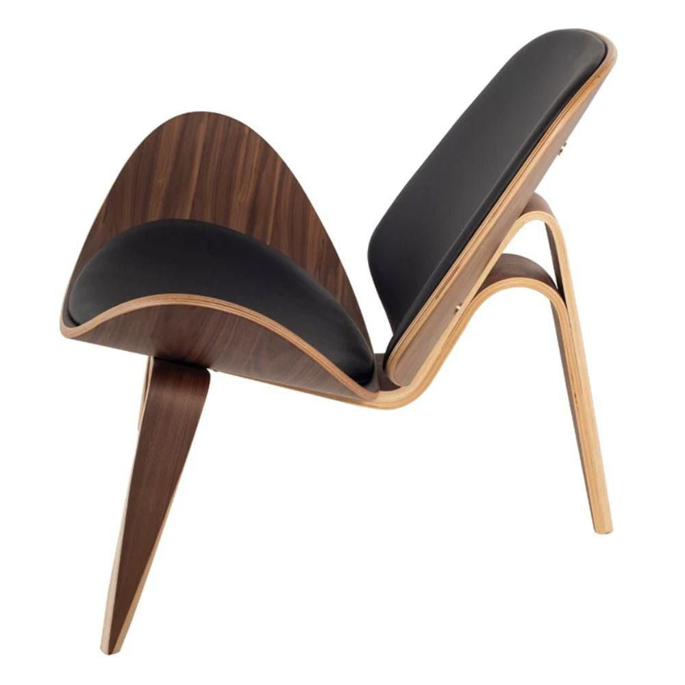 Chaise Shell (cuir véritable) avec design à trois pieds et revêtement haut de gamme