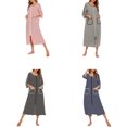 thumbnail image 4 of maskred Polyester Robe de Nuit pour Femmes en Col Rond à Manches Longues à Double Poche Respirante Automne Hiver Peignoir de Maison Tenue de Nuit Vêtements de Nuit Gris TG, 4 of 6