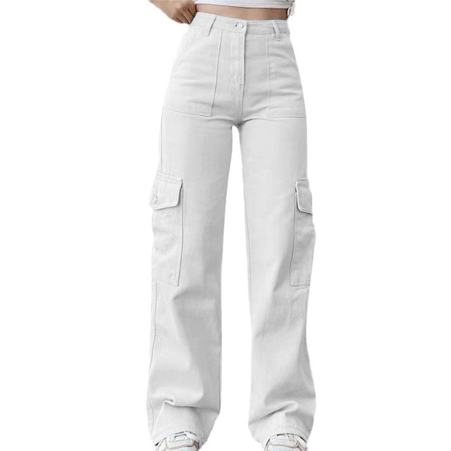 Chbgutlmr Pantalon Cargo pour Femmes Taille Élastique Jambe Droite Extérieur Ample Décontracté Pantalon de Randonnée Automne