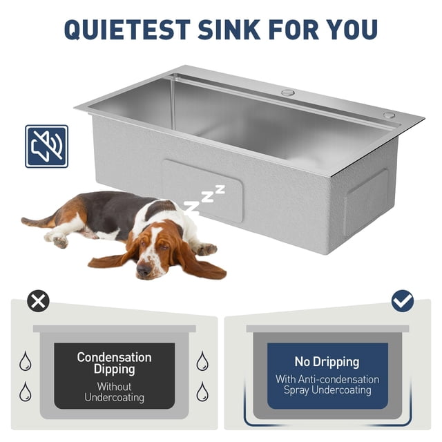 GloryStar Top Mount Single Bowl Kitchen Sink, Drop-In Stainless Steel Design