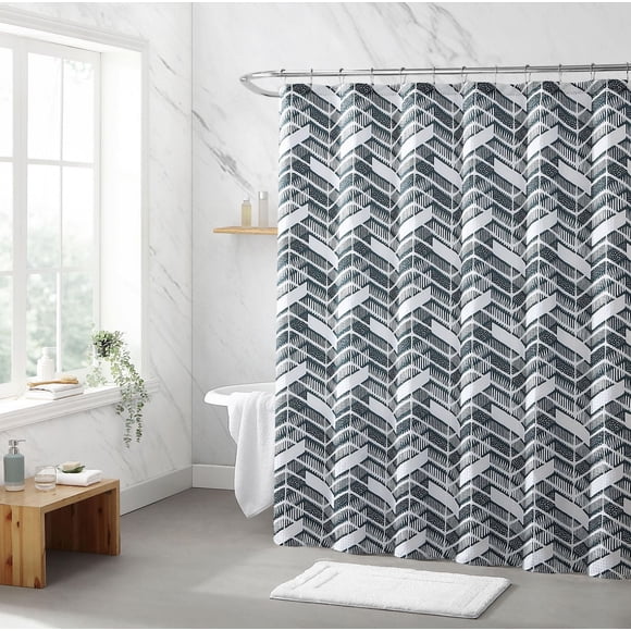 1pc Chevron Fabric Shower Curtain