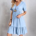 thumbnail image 2 of Yuyuzo Tenue de Robe Formelle pour Femmes Élégante à Manches Courtes Robe de Plage Robe Cocktail à Volants Soirée Bal Robe Courte, 2 of 7
