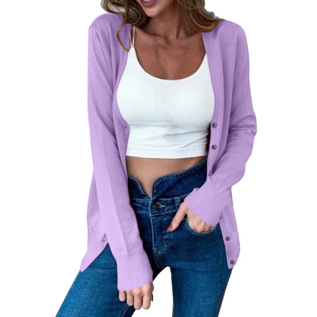 Fartey Cardigan Sweaters for Women Lightweight Button Down Long Sleeve Front Knit Cardigans Loose Casual Fall Solid Color Cardigans Sweaters