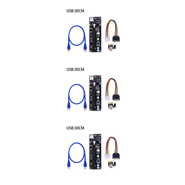 Maytalsory 30/60CM PCI-E Riser Card PCIe 1x to 16x USB 3.0 Data Cable Mining Black 30CM 3Set