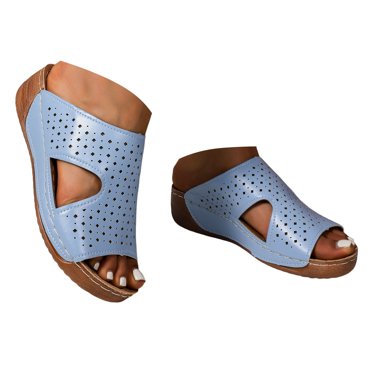 IUJSOY Orthopedic Sandals for Women Comfortable Wedge Sandals Retro Hollow out Platform Slippers