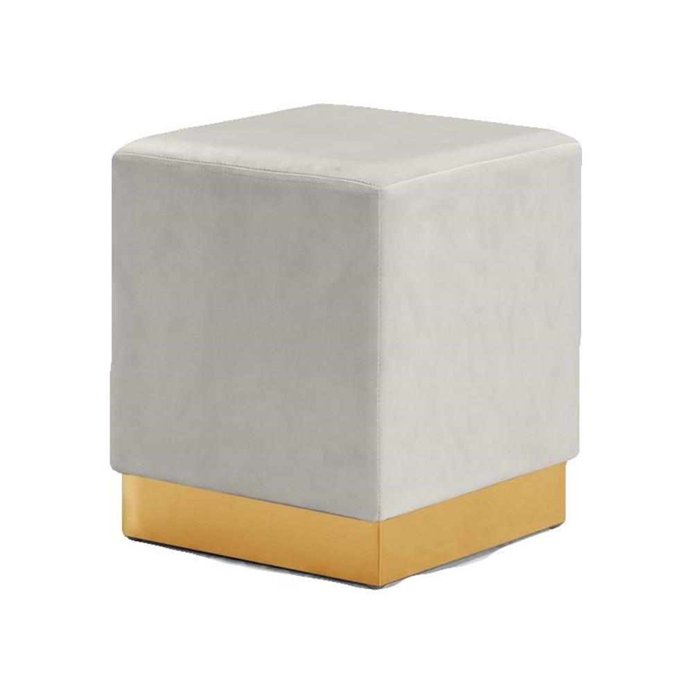 Meridian Furniture Jax Contemporary Velvet Ottoman/Stool in Cream