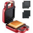 thumbnail image 1 of Hweilai Mini Sandwich Maker, Portable 2 in 1 Waffle Maker Panini Press Grill (Red), 1 of 8