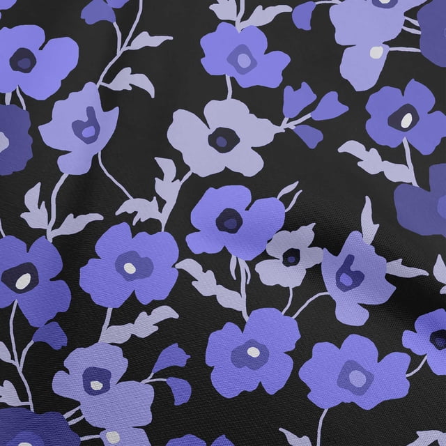 oneOone Jersey en Viscose Bleu Moyen Tissu Floral Matière de Robe Tissu Imprimé Tissu au Mètre 60 Pouces de Large