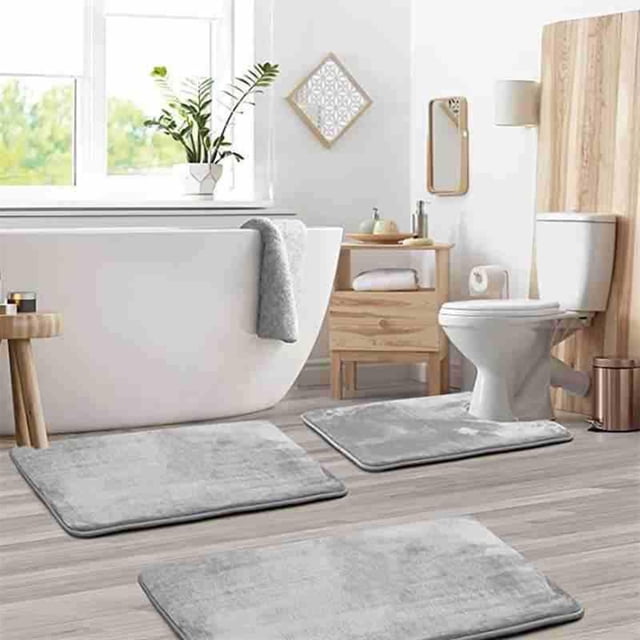 YYSDCY Deals of The Day Clearance! Bathroom Floor Mat Set, Strong Absorbent Coral Velvet Mat, Non-Slip Toilet Mat, Soft and Absorbent Bathroom ThreePCS Rug Set for Household Use
