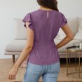 thumbnail image 4 of Zpanxa Women's Chiffon Blouse with Flutter Ruffle Sleeves and Fitted Waist, Solid Color Top, 4 of 4