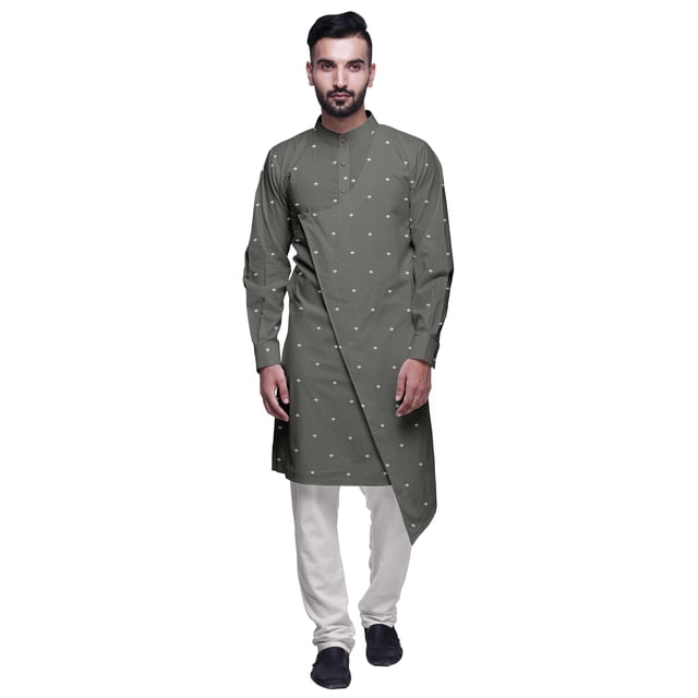 Atasi Ensemble Kurta-Pyjama Long en Coton pour Hommes, Kurta-Pyjama Décontracté de Designer, Vêtements