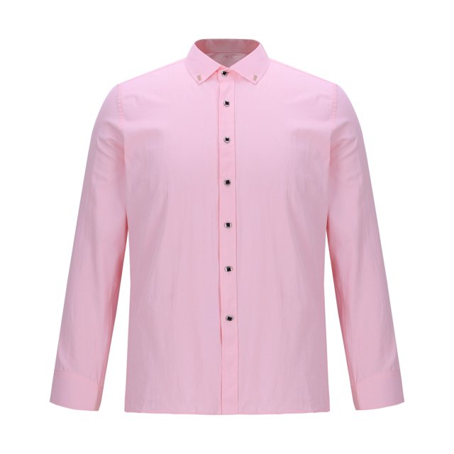 RXIRUCGD Chemise Homme Affaires Col Rabattu Bouton Perçage Manches Longues, Rose, Taille : TG